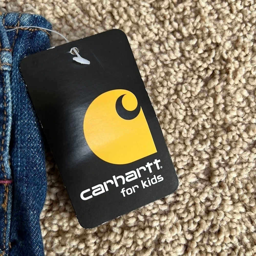New! Carhartt for kids 3M bib denim overalls .